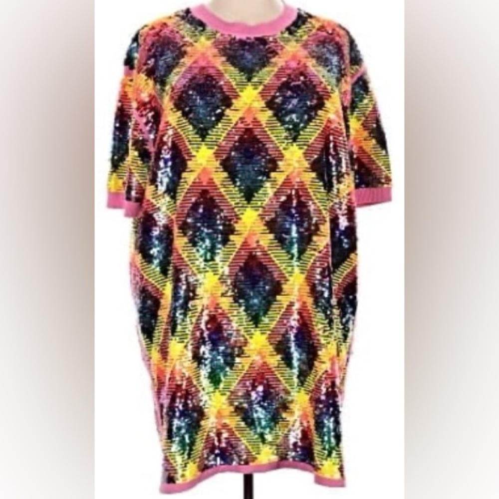 ISO! Queen of Sparkles Plaid Sequin Dress
